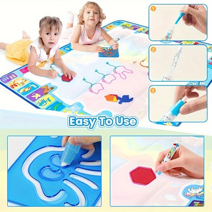 Big Magic Watercolor Canvas Toys - Educational Painting Mats, No-Mess Graffiti, Fun Printing Roller, Perfect Christmas Gift