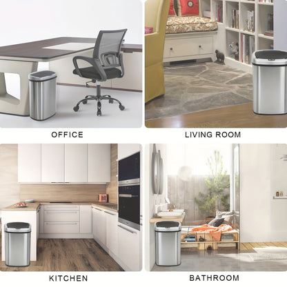 13 Gallon Touchless Trash Can - Automatic Motion Sensor Kitchen Garbage Bin, Stainless Steel with Lid, Anti-Fingerprint and Mute Design, 50L Waste Bin for Office, Bedroom, Living Room