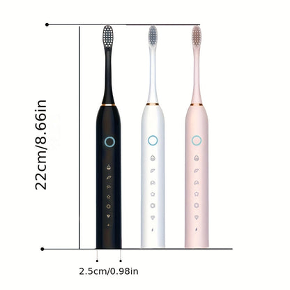 Smart Electric Toothbrush – 6 Modes, 42,000 VPM, Smart Timer, Rechargeable USB, Includes 4/8 Replacement Heads, Sonic Toothbrush for Adults, 3 Colors, Perfect Father's Day Gift