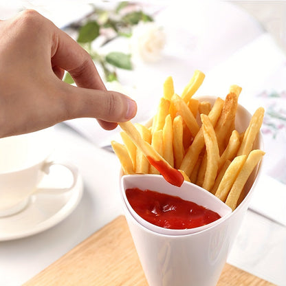 2 in 1 French Fries and Ketchup Holder - Restaurant Organizer to Keep Fries and Sauce Neatly Arranged