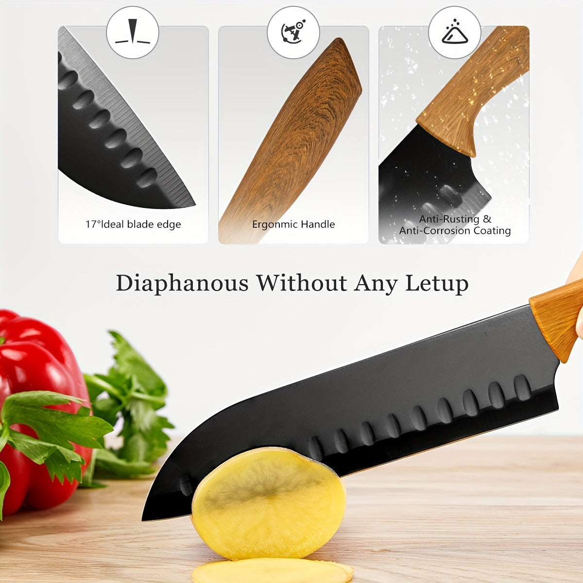19 Piece High Carbon Stainless Steel Kitchen Knife Set – Includes Serrated Steak Knives, Chef Knives, Bread Knife, Scissors, Sharpener – All-in-One Block Set