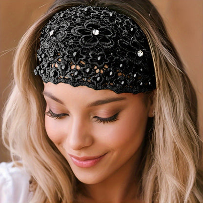 3 Piece Elegant Floral Beaded Wide Headbands Set - Fashionable Hair Accessories for Women, Perfect for Casual Wear