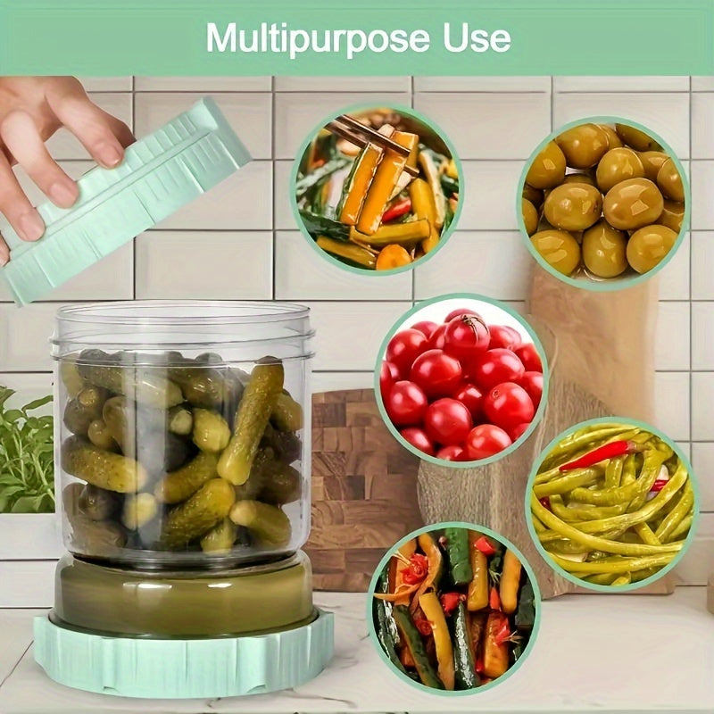 Reversible Pickle Jar – Large 52.9oz Capacity Food Storage Container with Strainer, Leak-Proof for Pickles, Peppers and Long Beans, Kitchen Supplies