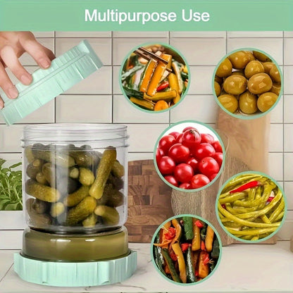 Reversible Pickle Jar – Large 52.9oz Capacity Food Storage Container with Strainer, Leak-Proof for Pickles, Peppers and Long Beans, Kitchen Supplies