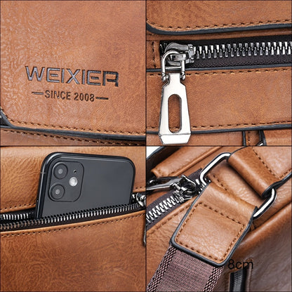 Vintage Genuine Leather Crossbody Bag for Men - Classic Business Shoulder Bag Design