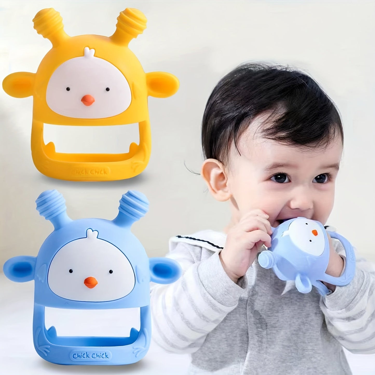 Silicone Baby Teething Toy - Never Drop Design, BPA Free, Rattling Teether for Infants 6-12 Months, Available in 1/2 Pack