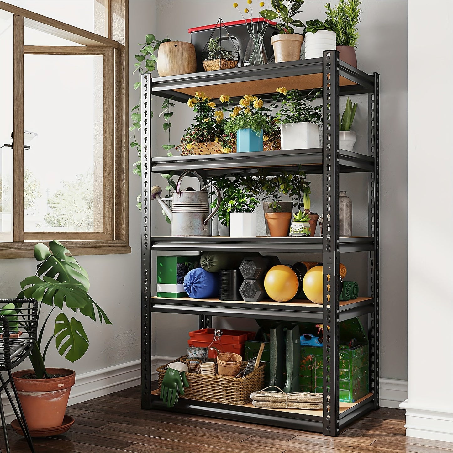 5-Tier Heavy Duty Garage Shelving – Adjustable Metal Storage Shelves, 1500LBS Capacity for Pantry, Garage, and Utility Storage