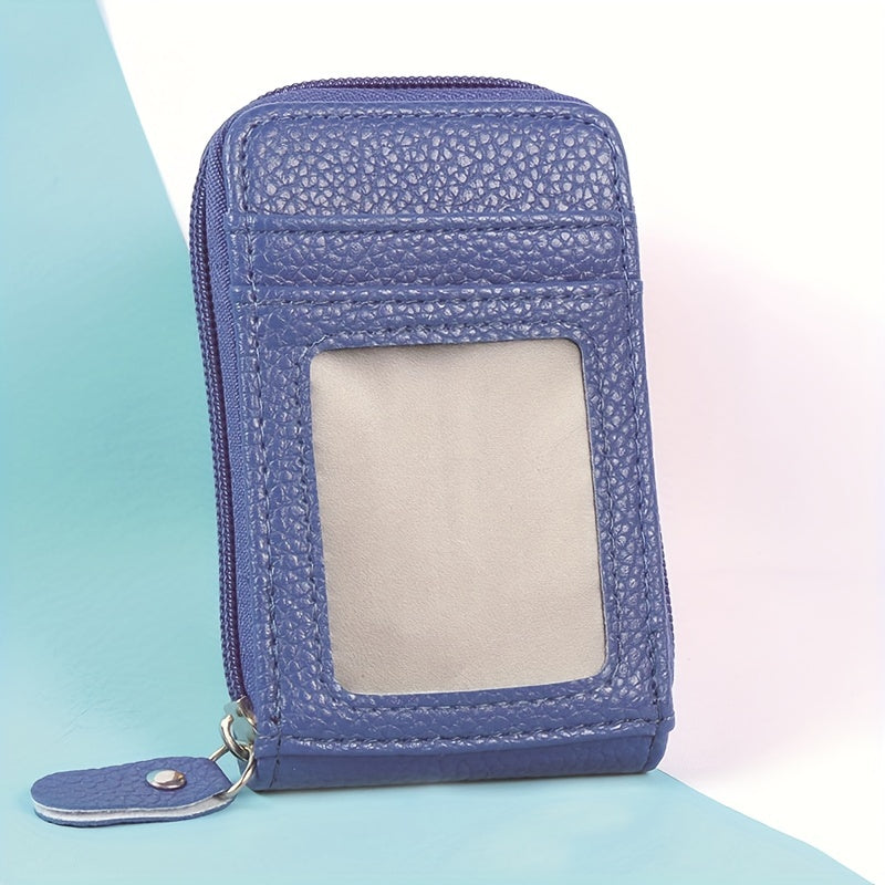 Mini RFID Blocking Card Holder Wallet - Multiple Card Slots, Portable, Zipper Enclosed, Clear Window, Coin Purse - Secure, Compact, Stylish Accessory for Everyday Carry