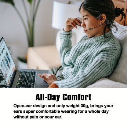 2024 Portable Bone Conduction Headphones with Mic - Adjustable Angle, High-Quality Sound for Sports, Meetings and Training