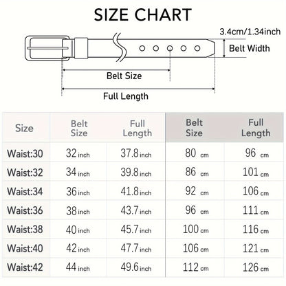 Men's Genuine Leather Cowhide Belt – Fashionable & Classic Casual Belt with Single Prong Buckle for Jeans, Work & Business, Perfect Gift for Dad & Husband