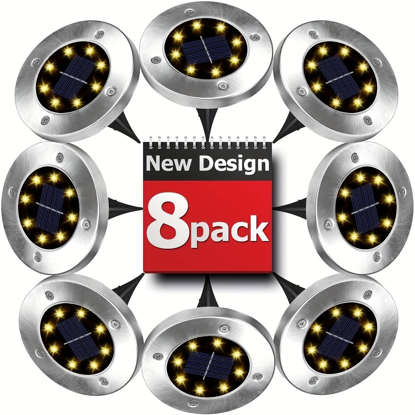 LED Ground Spot Solar Lights – Waterproof Outdoor Landscape Lighting for Pathways, Gardens, and Lawns – Solar Disk Floor Lamps (4/8 Pack)