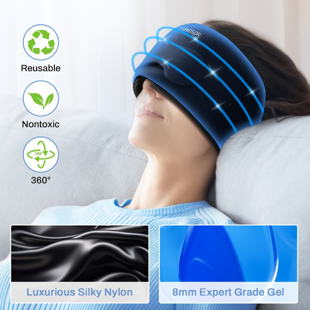 Migraine Relief Cap - Foldable Hot and Cold Ice Gel Mask for Headache Relief, 360° Fit for Hangover and Migraine Relief