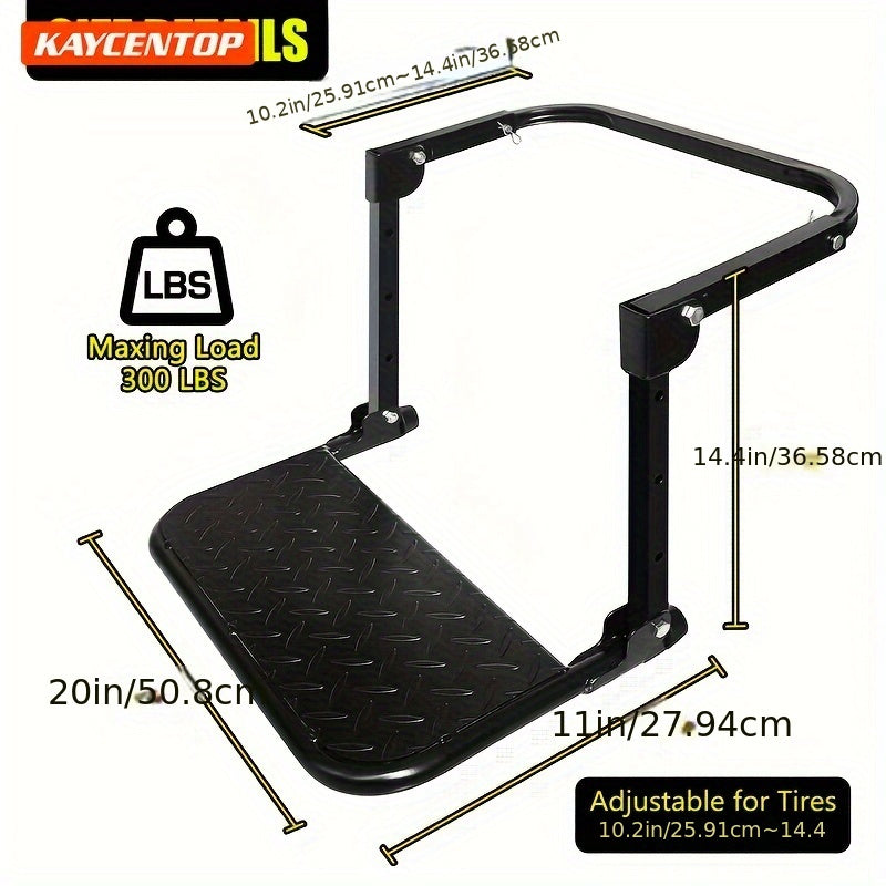 Universal Tire Step for Pickup Trucks & SUVs – Adjustable Auto Step for Tires 10.2'' to 14.4'', Non-Slip Coating, 300lbs Capacity