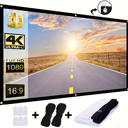 100-Inch 4K Portable Foldable Projection Screen - Home Theater, Outdoor and Indoor Projector Accessory - High-Definition 3D Screen for Enhanced Viewing Experience