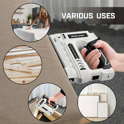 Bielmeier Lithium Ion Staple Gun - 5-in-1 Brad Nailer, 4V Rechargeable Cordless, Battery-Powered with 2,000 Staples and Nails - Power Tacker for Home, Wood, Upholstery, DIY