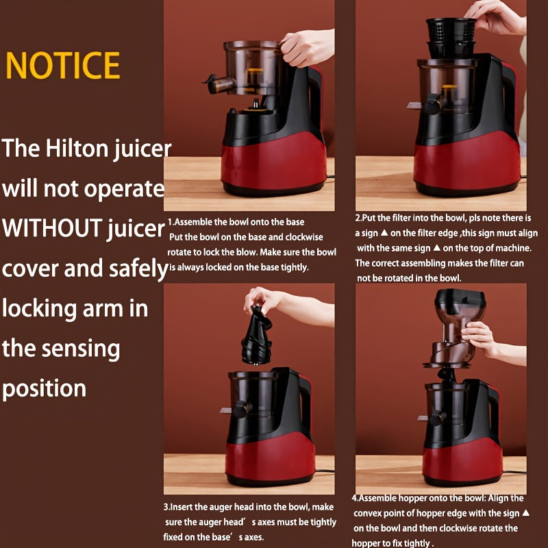 Multi-Texture Slow Juicer - Cold Press Masticating Technology for High-Yield Efficiency - Perfect for Healthy Homemade Juices