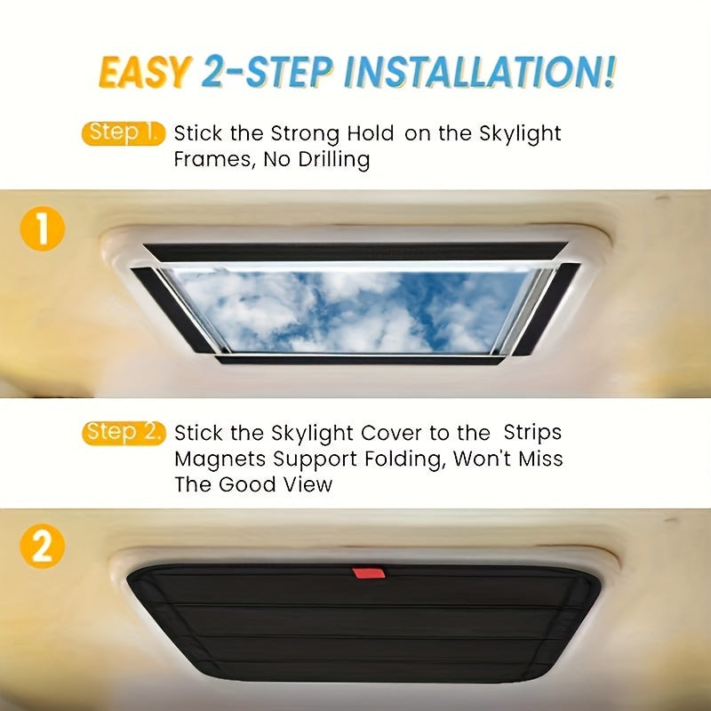 RV Ventilation Sunroof Insulation Cover - Opaque Waterproof Folding Sunshade for Windshield and Awning - Camper Travel Trailer Accessory