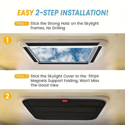 RV Ventilation Sunroof Insulation Cover - Opaque Waterproof Folding Sunshade for Windshield and Awning - Camper Travel Trailer Accessory