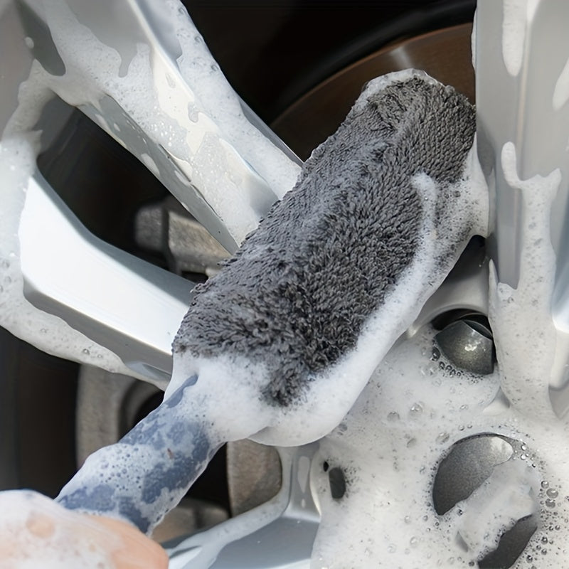 Extended Length Microfiber Car Rim Cleaning Brush - Precision Wheel Rim Detailing Tool for Effective Car Maintenance - Ideal for Car Wash and Enhancing Vehicle Beauty
