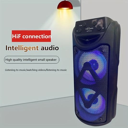 Super Large 3-Inch Dual Outdoor Speaker System – Wireless & Portable with LED Light Show, USB, Pluggable Card, Microphone Connection – Rechargeable, Water-Resistant, Perfect for Camping, Parties, and Events