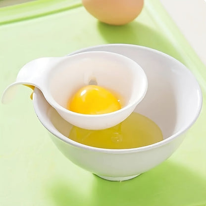 White Plastic Egg Yolk Separator - Household Egg White Filter, Cooking & Baking Kitchen Tool