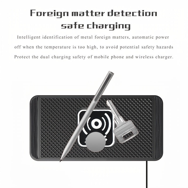 Fast Wireless Car Charger Pad - 15W Qi Certified for iPhone 11/12/13/14 Pro Max, Xs and Samsung Phones - Non-Slip, Easy Mount