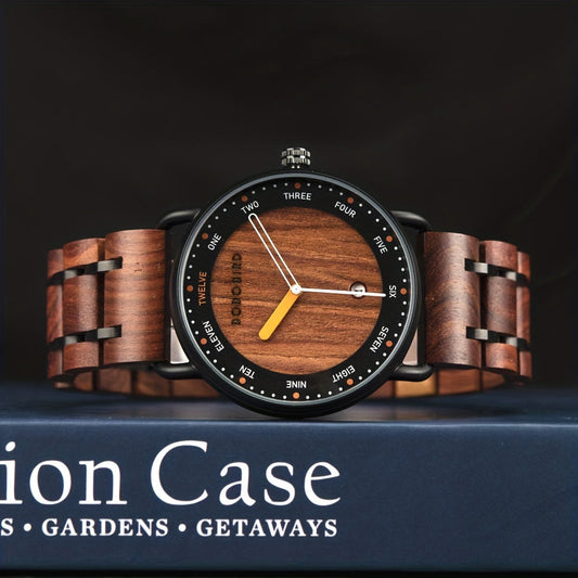 BOBO BIRD Wooden Men's Quartz Watch - Casual and Unique Gift Wristwatch for Men