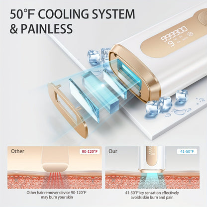 999,900 Flashes 3-in-1 At-Home Hair Removal Device - Epilators, Groomers and Trimmers for Women and Men | IPL Laser Technology, 9 Levels, Cooling Function, Whole Body Use for Face, Armpits, Arms, Bikini Line, Legs