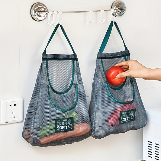 Ventilated Mesh Storage Bags for Garlic, Potatoes, Onions – Durable Plastic Hanging Organizer for Kitchen and Pantry – Non-Food Contact Safe, Space-Efficient Storage Solution (1pc)
