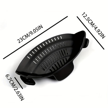 Adjustable Silicone Pot Strainer – 1pc Clip-On Strainer for Pots, Pans, and Bowls – Handheld Drainer for Noodles, Pasta, Veggies – Kitchen Food Strainer and Colander