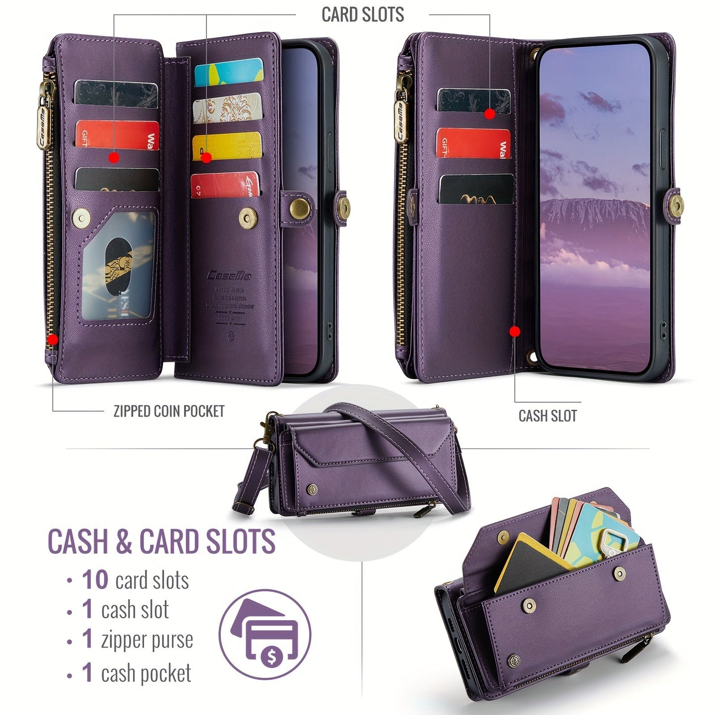 Premium Leather Wallet Phone Case with Wireless Charging and RFID Blocking – Flip Folio Design for iPhone 11/12/13/14/15 Pro Max – Secure and Stylish Protection