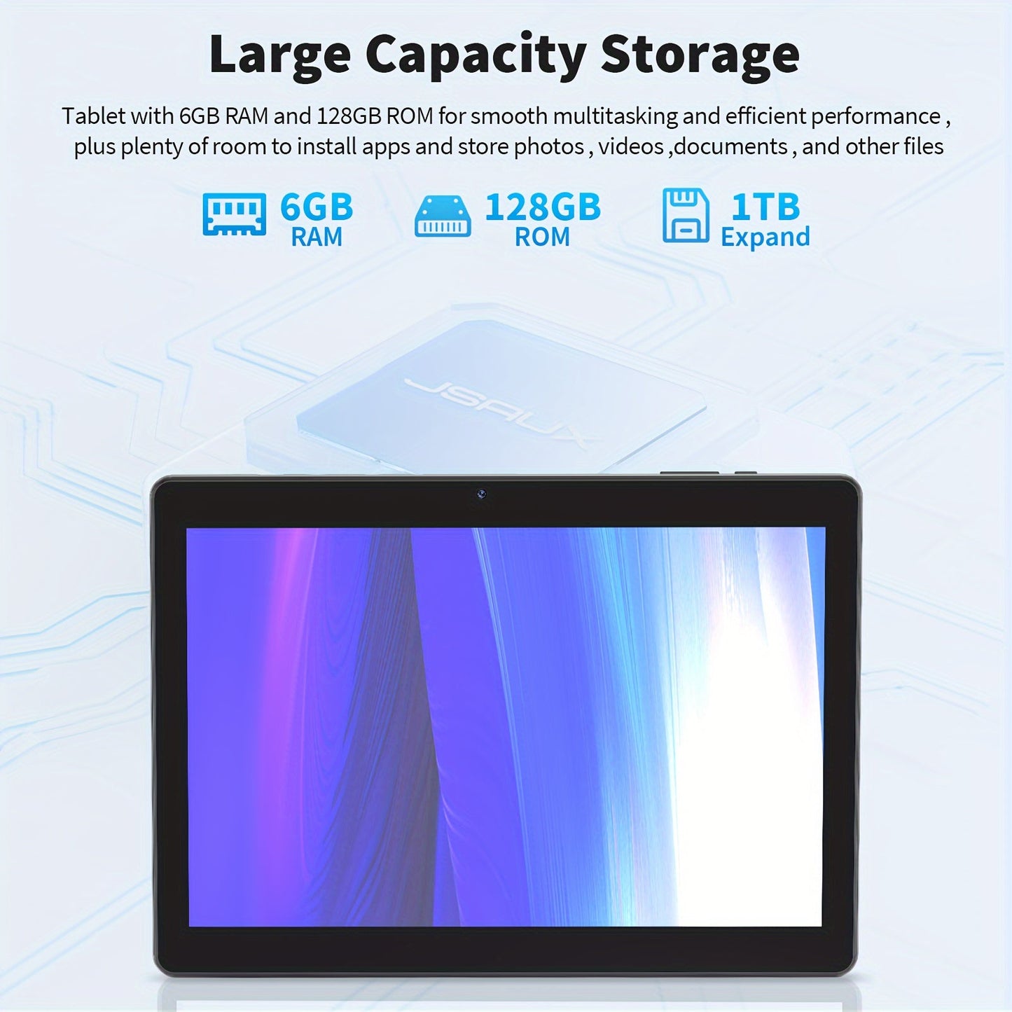 10 Inch 2-in-1 Tablet PC – 6GB RAM, 128GB Storage, 1TB Expandable, Android 13, Includes Case, Mouse, Stylus, 8000mAh Battery, 2.4G/5G WiFi, GPS