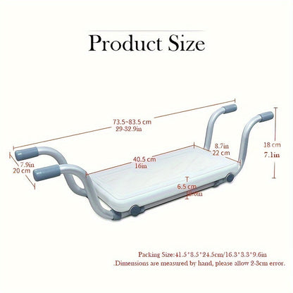 Heavy Duty Bath Bench – Adjustable Aluminium Shower Stool with Plastic Seat, 28.35-32.28in Length, Supports Up to 350 lbs – Ideal for Elderly Bathroom Use