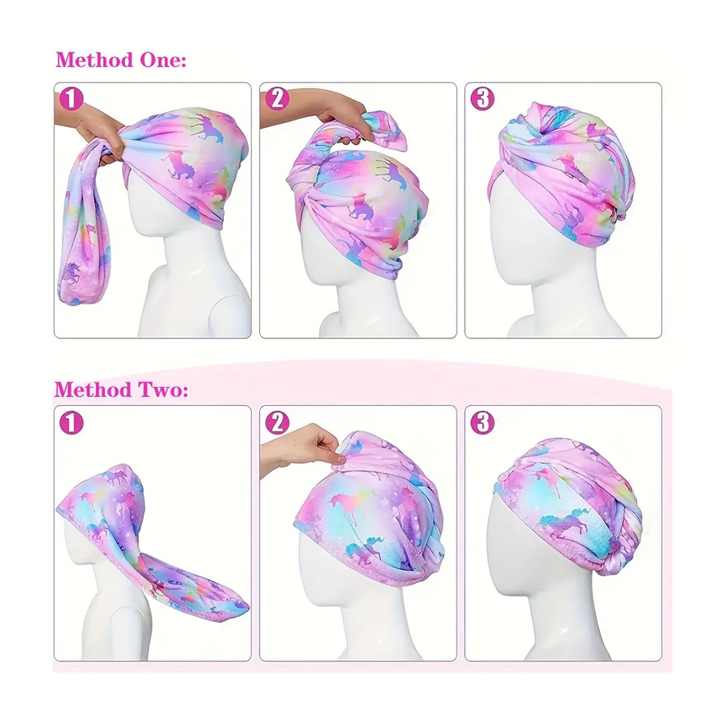 Cute Geometric Hair Wrap Towel for Girls - Quick-Drying Microfiber Turban, Super Soft and Absorbent, Suitable for Long and Short Hair