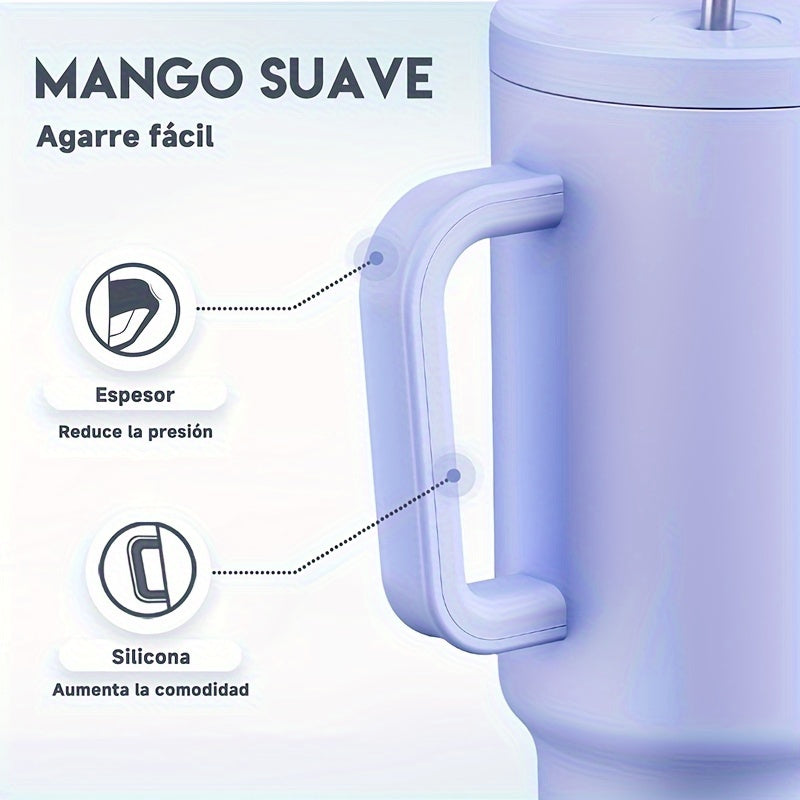 Meoky 40oz Stainless Steel Travel Mug – Insulated Handle Mug with Leakproof Lid and Straw, Ideal for Outdoor Camping, Hiking, and Car Travel - Covered Thermos.
