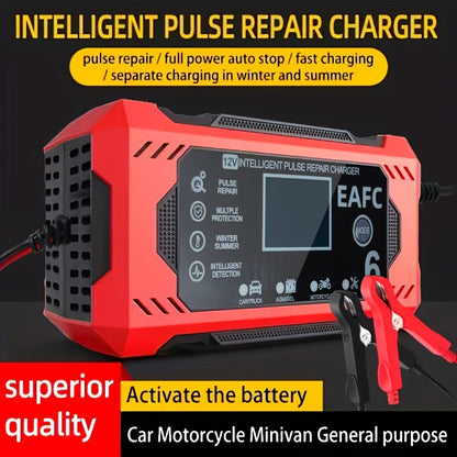 12V 6A Smart Car Battery Charger – Auto Battery Maintainer for 12V & 24V, Trickle Charger for Car, Truck, Motorcycle, Lawn Mower, Marine Lead Acid