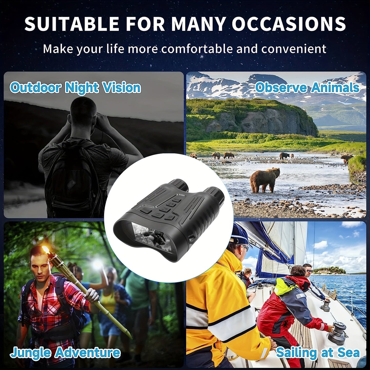 4K Night Vision Goggles - 3.2-Inch Screen, Infrared Digital Binoculars with 32GB Storage for Camping Photos & Videos