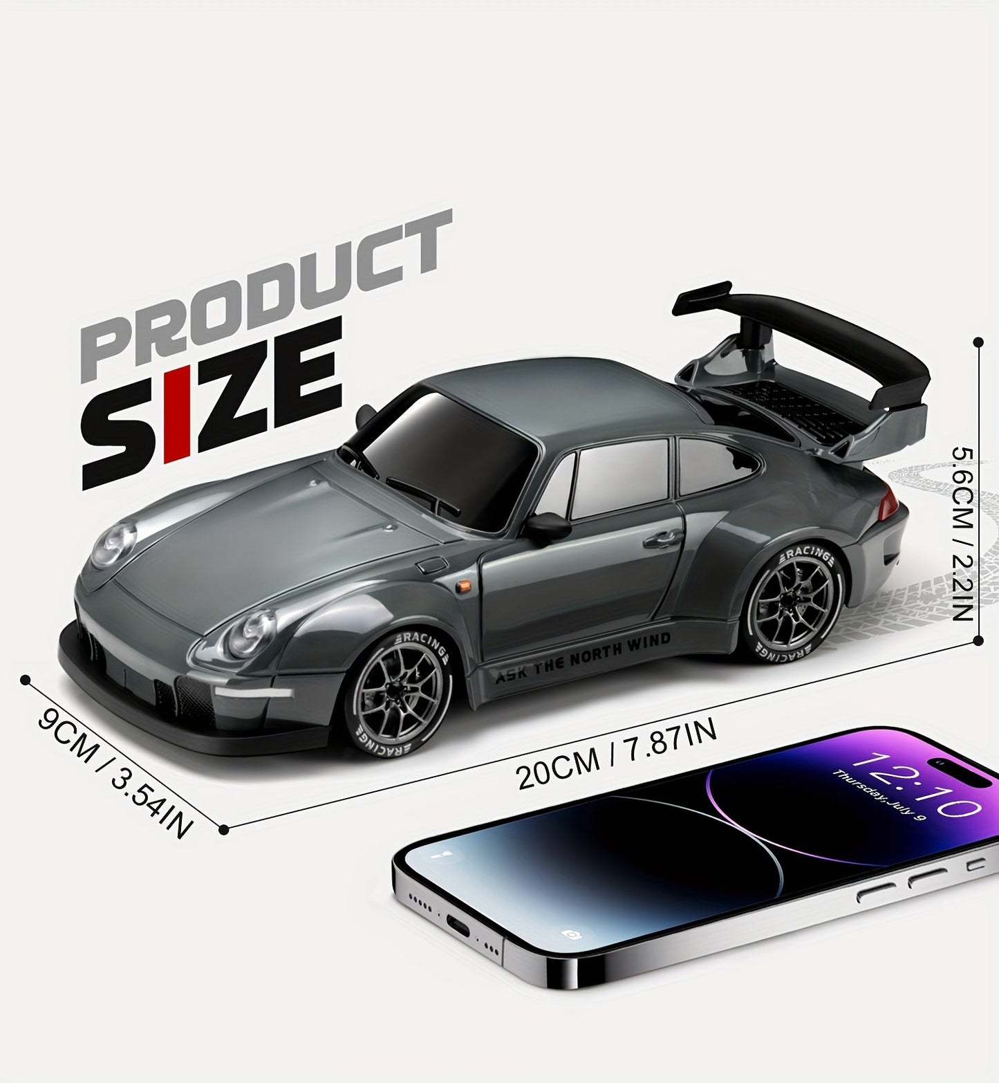1:24 RC Drift Car — 4WD High-Speed Remote Control Sport Car with LED Lights & Extra Drifting Tire, Kids & Adult Gift