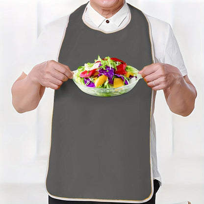 Adult Reusable Bib – Waterproof and Stain Resistant, Suitable for Seniors and Adults, Grey Towel Material, Machine Washable
