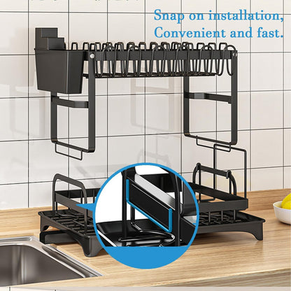 Pink Dish Rack – Snap-On Kitchen Storage Organizer for Bowls & Plates, No-Drill Installation