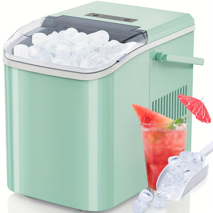 Countertop Ice Maker – Nugget Portable Ice Machine, 9 Bullet Ice Cubes in 6 Minutes, 26.5lbs in 24 Hours, Self-Cleaning with Handle, Basket, Scoop for Home, Kitchen, Party, Camping, RV