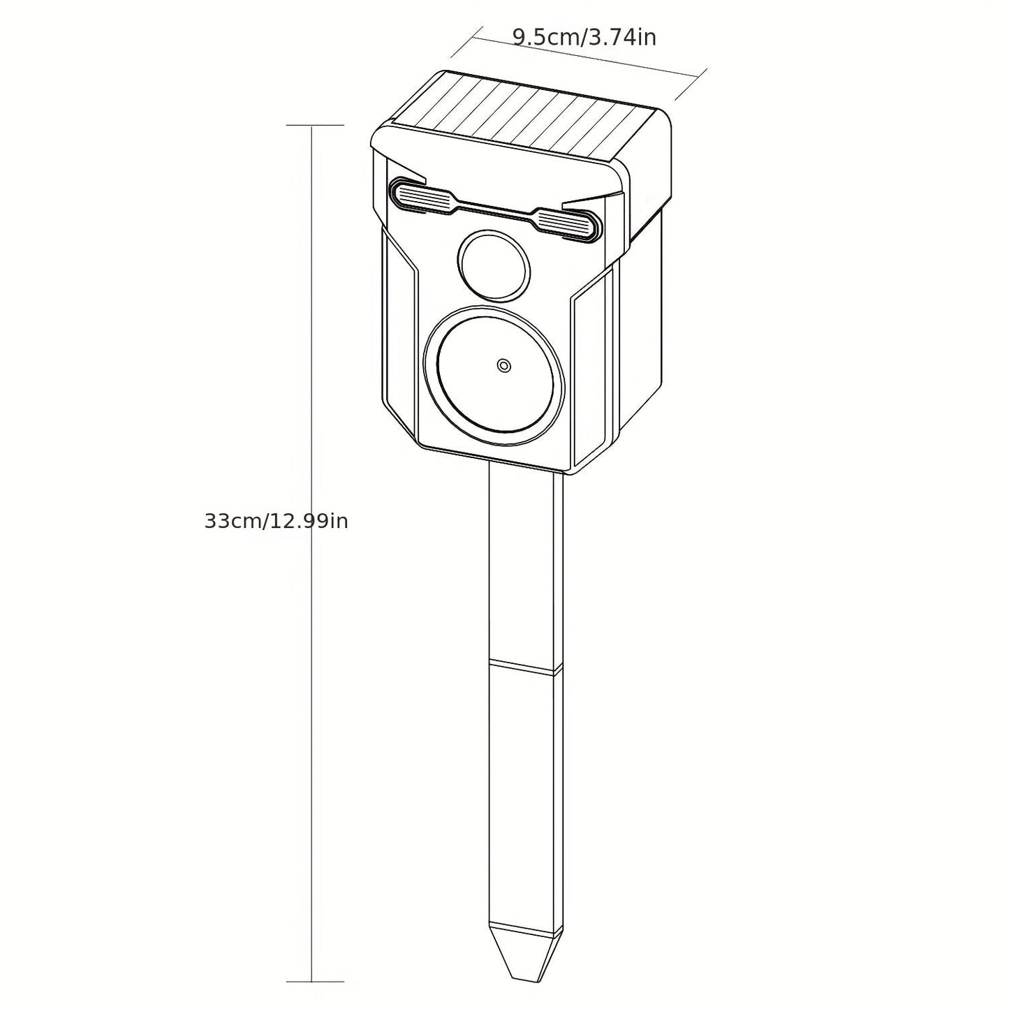 Ultrasonic Animal Repeller - Solar-Powered Outdoor Deterrent with Motion & Light Sensor, Flashing LED Lights, Siren | Repels Cats, Dogs, Deer, Raccoons, Birds, Skunks, Squirrels, Rabbits