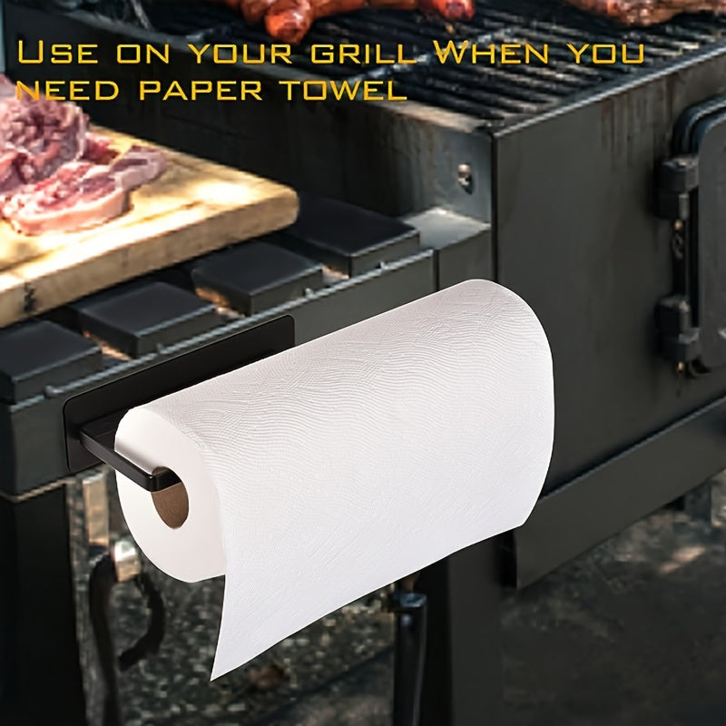 Heavy Duty Magnetic Paper Towel Holder - Black Towel Bar Rack for Refrigerator, BBQ Grills, RVs, Tailgates, Fits Most US Paper Rolls