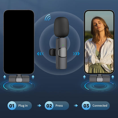 Professional Wireless Lavalier Microphone – Omnidirectional Condenser for Smartphones and Laptops – Ideal for Interviews, Video Podcasts, Vlogs