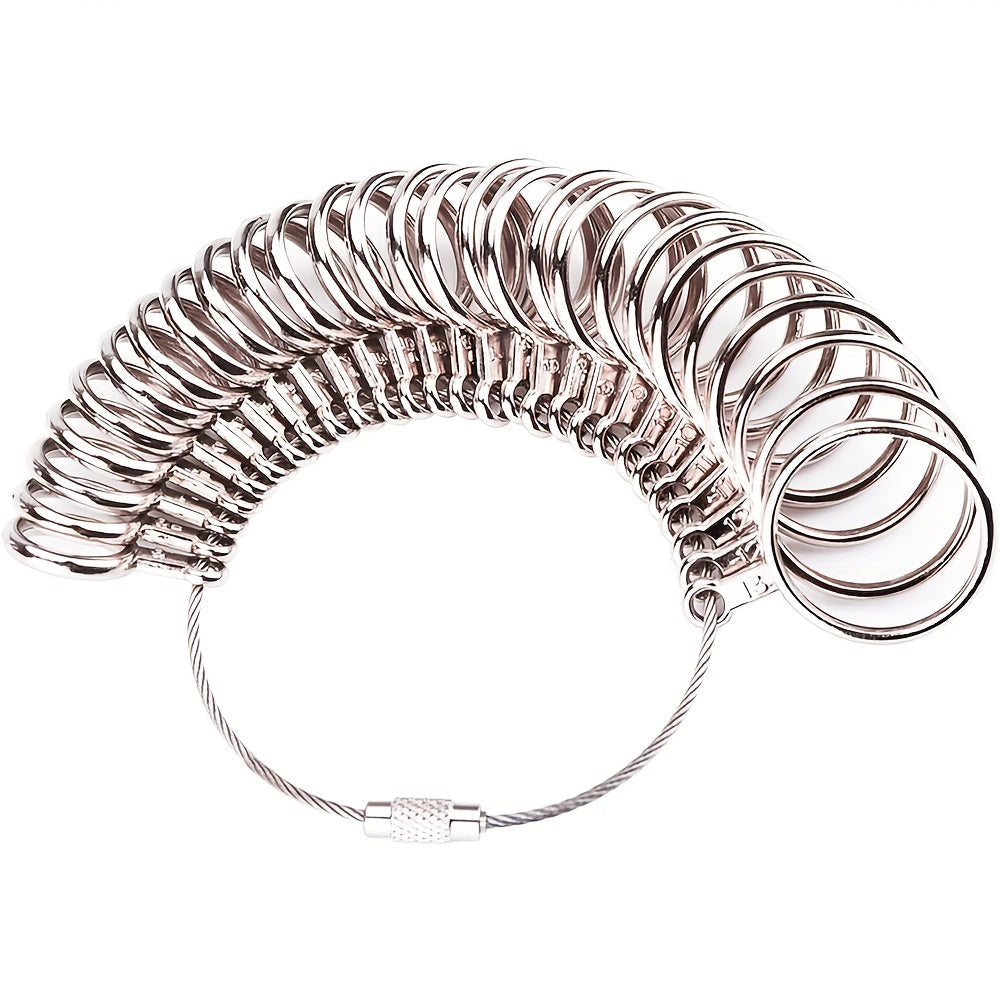 Metal Ring Sizer Measuring Tool Set - Finger Sizing Gauge for Women & Men, US Sizes 0-13 Including Half Sizes