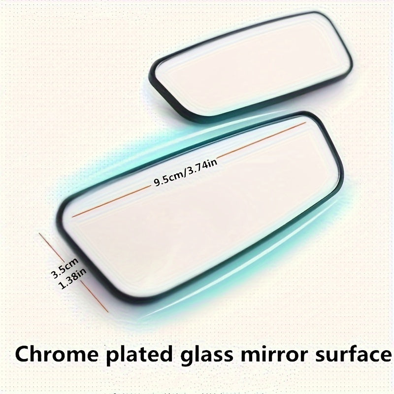 2PCS Oval Blind Spot Mirrors for Cars - Universal Fit, Front Placement, Adjustable Flat Wide Angle Side Rear View, Compatible with Multiple Models