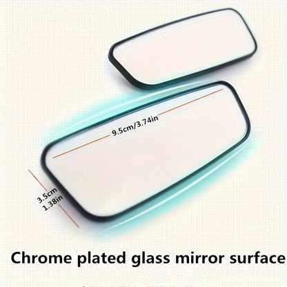 2PCS Oval Blind Spot Mirrors for Cars - Universal Fit, Front Placement, Adjustable Flat Wide Angle Side Rear View, Compatible with Multiple Models