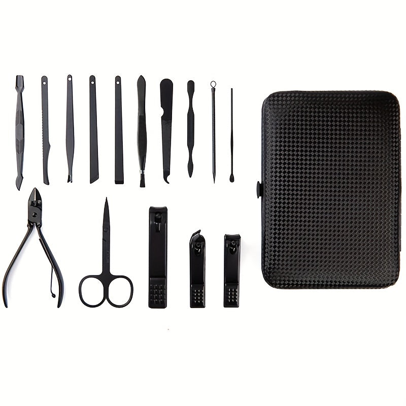 Stainless Steel Nail Clipper Grooming Kit – Includes Cutter, Trimmer, Earpick, Scissors, Tweezer, and Travel Case for Manicure and Pedicure