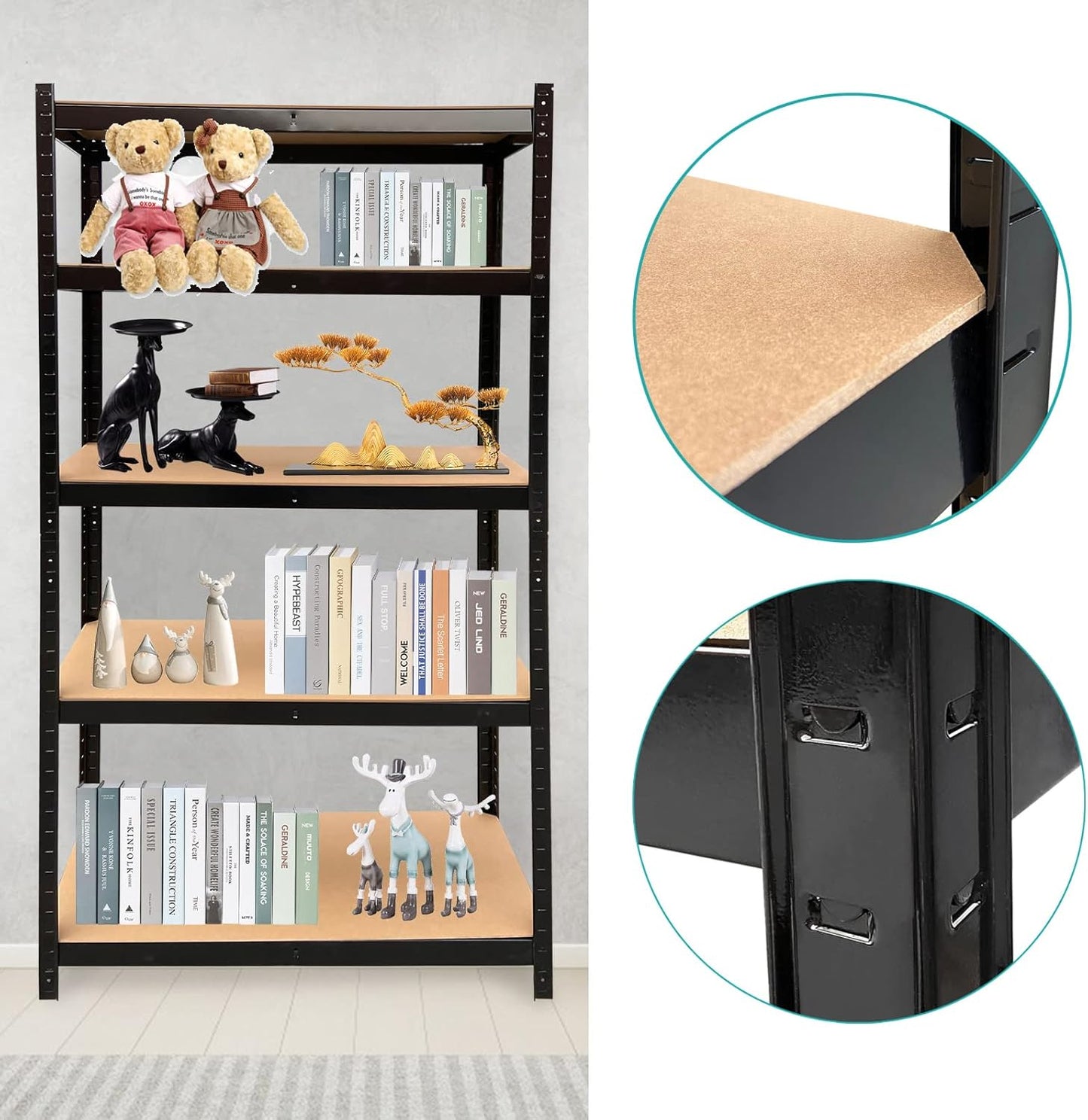 DayPlus 5-Tier Heavy Duty Garage Shelving – Adjustable Storage Unit, 386LBS Load Capacity per Tier, 150-200CM Height