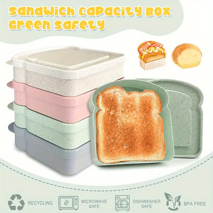 4Pcs Square Reusable Sandwich Containers – BPA Free, Leak-Proof Lunch Boxes for Students & Adults, Perfect for Eid Al-Adha Celebrations